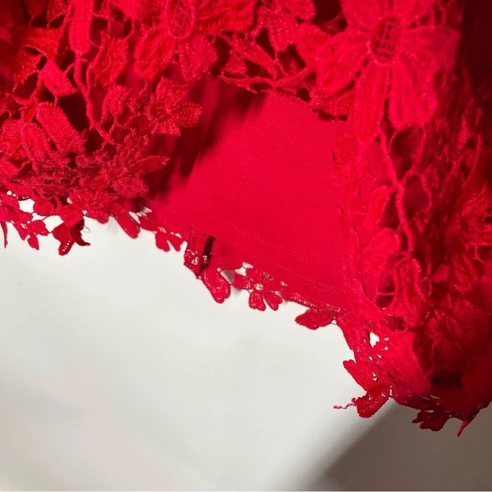 Lauren Ralph Lauren Red Floral Lace Sleeveless Sheath Dress Size 12 - Picture 6 of 8